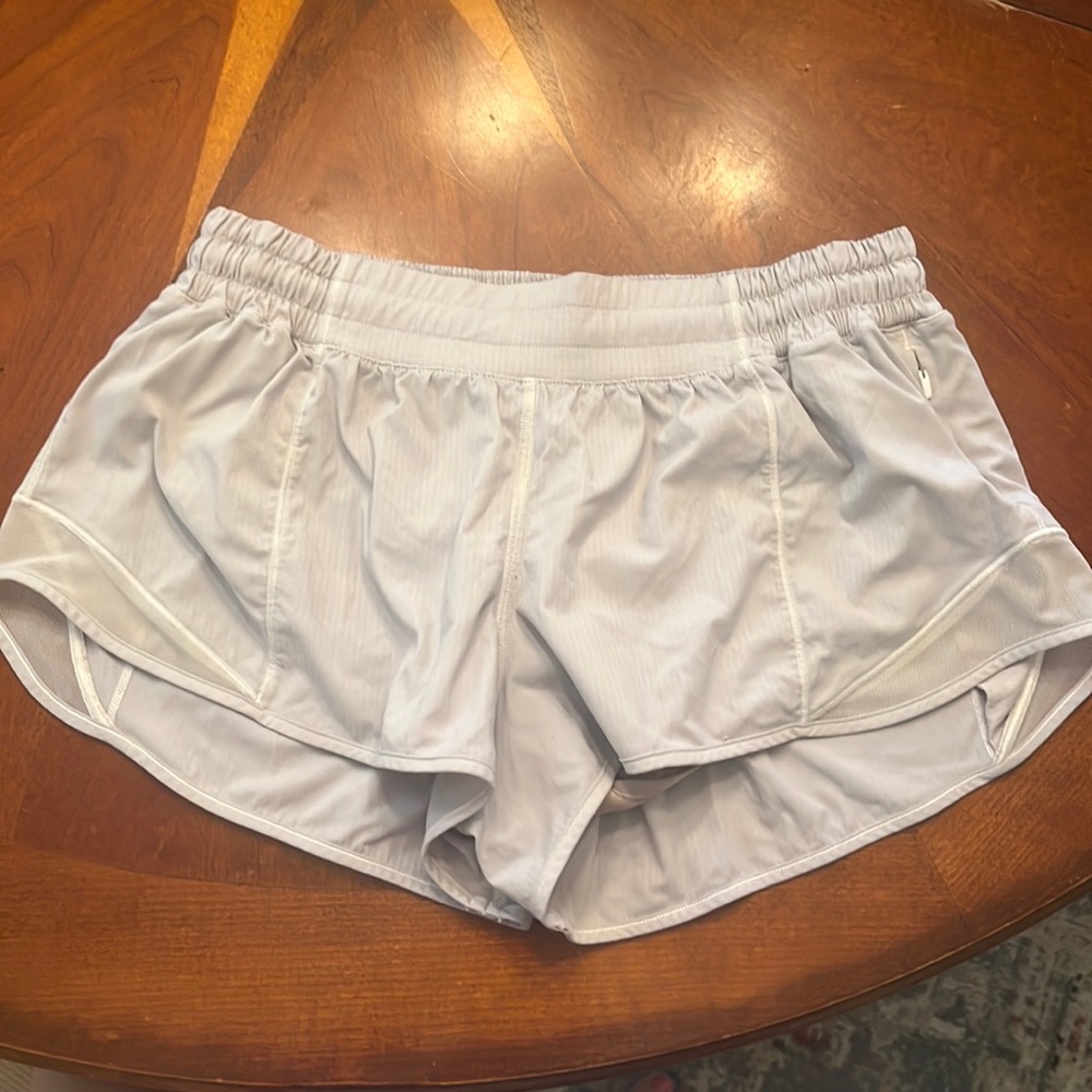 Size 8 - 2” - Lululemon gray shorts - great Cond - small pocket inside the back